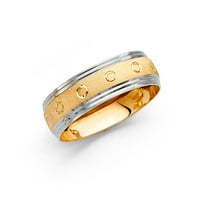 Jewels 14k златен кръг кубичен циркония бял и жълт пръстен с два тона диамантено нарязани годишнини сватбена лента с размер 7