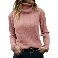 Дамски пуловери Модерни годни пуловер пуловер Ваканционен екипаж Пъло пулове за тийнейджърки розови s