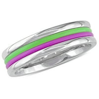 Миабела Мъжки лилаво и зелено Материал ивици неръждаема стомана овален пръстен