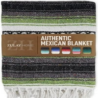 Zulay Kitchen Polyester голям ръчно изтъкано мексиканско хвърляне на одеяло - сива трева
