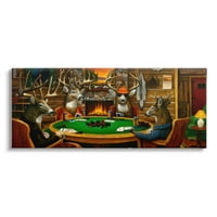 Ступел индустрии елени животни играят покер маса кабина ложа живопис галерия увити платно печат стена изкуство, дизайн от Лео