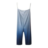 Жени ежедневни печат джоб ромпер дълъг игрален костюм Loose Jumpsuit Bluewomens Jumpsuits дълги панталони Комплекти комбинира