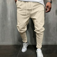 SHPWFBE Мъжки панталони са джобни бельо от средна талия памук спортни панталони панталони потни панталони за човек