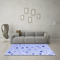 Ahgly Company Indoor Rectangle Solid Blue Modern Area Rugs, 3 '5'