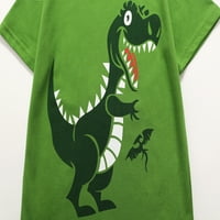 -Кид малко дете момче динозавърски ризи Графични летни кратки тийнейджъри върхове 4T