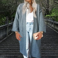 Tking модна дамска жилетка пуловери плетка с дълъг ръкав отворен фронт плътно цвят свободен голям размер ежедневно палто плетено