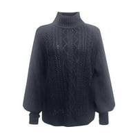 Женски моден ежедневен плъзгащ се пуловер с плъзгач на главата кръгла врата топъл пуловер с дълъг ръкав с дълги ръкави
