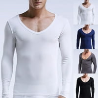 Мъжки зима v Врат Термична тениска Топъл основен слой бельо с дълъг ръкав отгоре черно L
