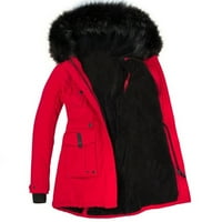 Yiwvw Женско палто яке за изпреварване на козина „Опазена зимна качулка с гъсти палти