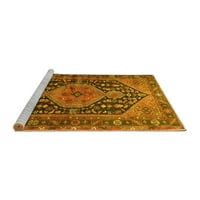 Ahgly Company Machine Pashable Indoor Square Persian Yellow Traditional Area Cugs, 6 'квадрат