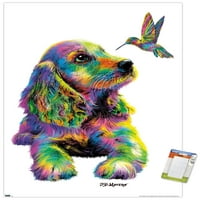 Морено - Стенски плакат за кучета и колибри, 14.725 22.375