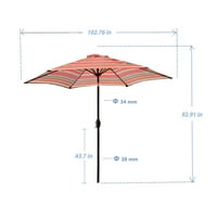 Открит вътрешен двор 8.6-фута пазар таблица чадър с бутон наклон и манивела-червени ивици
