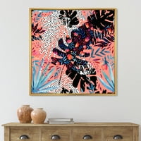 Дизайнарт 'абстрактни тропически флорални Пачуърк' тропическа рамка платно стена арт принт