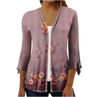 Fartey Clearance Продажби днес се занимава Prime Button Down Cardigan за жени флорален принт Кимоно есенна ръкав драпирани ризи