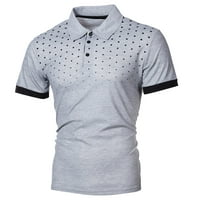 Yubnlvae тениски за мъже Топ личност къса T Dot Slim Print Men's Fashion Lleave Небрежна риза Блуза Мъжки блуза сиво