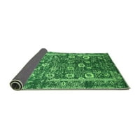 Ahgly Company Indoor Rectangle Oriental Green Industrial Area Rugs, 5 '7'