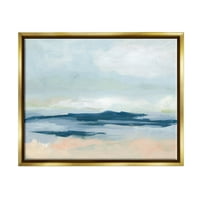Ступел индустрии абстрактни облачно океан пейзаж живопис металик злато плаваща рамка платно печат стена изкуство, дизайн от юни Ерика Вес