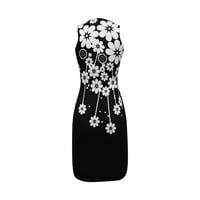 Yubatuo Дамски летни елегантни официални флорални отпечатани тънки опаковки рокли без ръкави от мини рокли за жени черни m