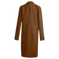 Женски плюс размер топло палто жилетка с дълъг ръкав с едно гърди ревери елегантни дълги зимни палта връхни дрехи