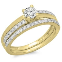 Колекция DazzlingRock 0. Карат 14k кръг Diamond Ladies Bridal Angance Band Band CT, жълто злато, размер 5.5