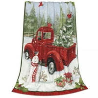 Червен камион Снежен човек одеяло весела Коледа Нова година Вълна винтидж топло хвърляне на одеяло за дома пролет есен