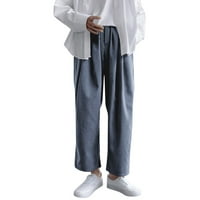 панталони за мъже Мъжки модни големи панталони с широки крака с девет минути прав крак малки панталони панталони ежедневни сиви
