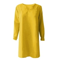 Aherbiu дамско памучно бельо есенна рокля с дълъг ръкав n neck pright пуловер солиден цвят основни рокли