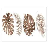 Тропическа палма и листо монстера в Теракота живопис платно Арт Принт