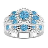 Модни пръстени творчески циркони с форма на цветя с циркони двойка комбиниран пръстен два комплекта
