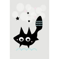 Черна звезда котка от Катарина Снег живопис печат върху увито платно