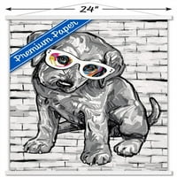 Морено-куче очила плакат за стена с дървена магнитна рамка, 22.375 34