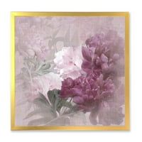 Дизайнарт 'древни розови и лилави цветя' традиционна рамка Арт Принт