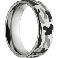 Плосък титанов пръстен с черно-бял лазерен модел