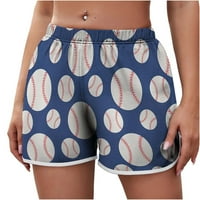Шорти за жени, леки летни летни еластични еластични талии Бейзболни шорти къси панталони, удобни плажни къси панталони, рестартира