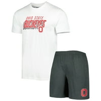 Мъжки концепции спорт въглен бял Охайо щат Бъкайс Аутфилд тениска и шорти комплект
