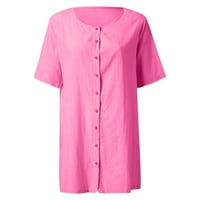 Дамски върхове v-образни жени блуза ежедневни солидни тениски мода с дължина на лакът