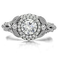Годежен пръстен: годежен пръстен с диаманти и моасанит център в 10к Розово злато