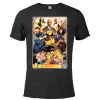 Marvel X-Men Mutant Super Heroes Trading Card-Тениска с късо ръкав, смесена за възрастни-Персонализирано черна снежна Хедър