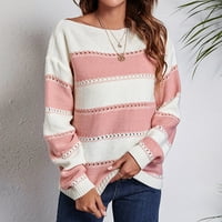 Есенни пуловери за жени Модерни годни пуловер Кардиган Ваканция V-образно деколте Кардиган Пуловер Розов L