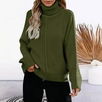 IOPQO пуловери за жени жени Turtleneck пуловери с дълъг ръкав Небрежен огромен пуловер пуловер плетен върхове дамски върхове