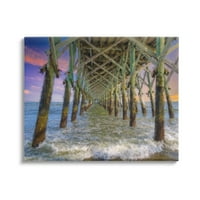 Ступел индустрии океанска пяна под моста Док Залез платно стена изкуство, 16, дизайн от Даниел Спроул