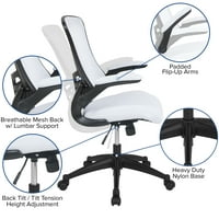 Флаш мебели средата на гърба бяла мрежа въртящ ергономична задача офис стол с обръщащи ръце