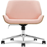 Ел декор Офелия плат Средата на гърба офис стол с въртящ се, ЛБ капацитет, Руж розово
