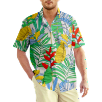 Мъже хавайска риза Лятна хавай печат редовно прилепване на небрежен къс ръкав бутон надолу хавайски ризи Хавайска плажна риза