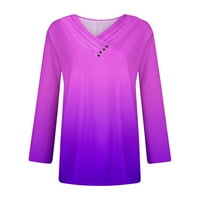 Горещи продажби ризи с дълъг ръкав за жени отдих пуловер върхове с v-образно деколте жени женски ризи лилаво xl