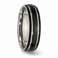MIA Diamonds Титаниев жлебова черен IP -поставен полиран сватбен годежен лент Размер на пръстена - 9.5