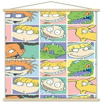 Плакат за стена на Nickelodeon Rugrats Grid с дървена магнитна рамка, 22.375 34