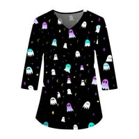 Роялов ръкави ризи за жени Хелоуин печат Графични тийнейджъри Блузи Униформени гащеризони Пуловер