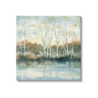 Ступел индустрии бреза дърво отражения старомоден езеро клиринг пейзаж живопис галерия увити платно печат стена изкуство, дизайн