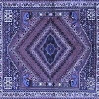 Ahgly Company Machine Pashable Indoor Square Persian Blue Traditional Area Cugs, 4 'квадрат
